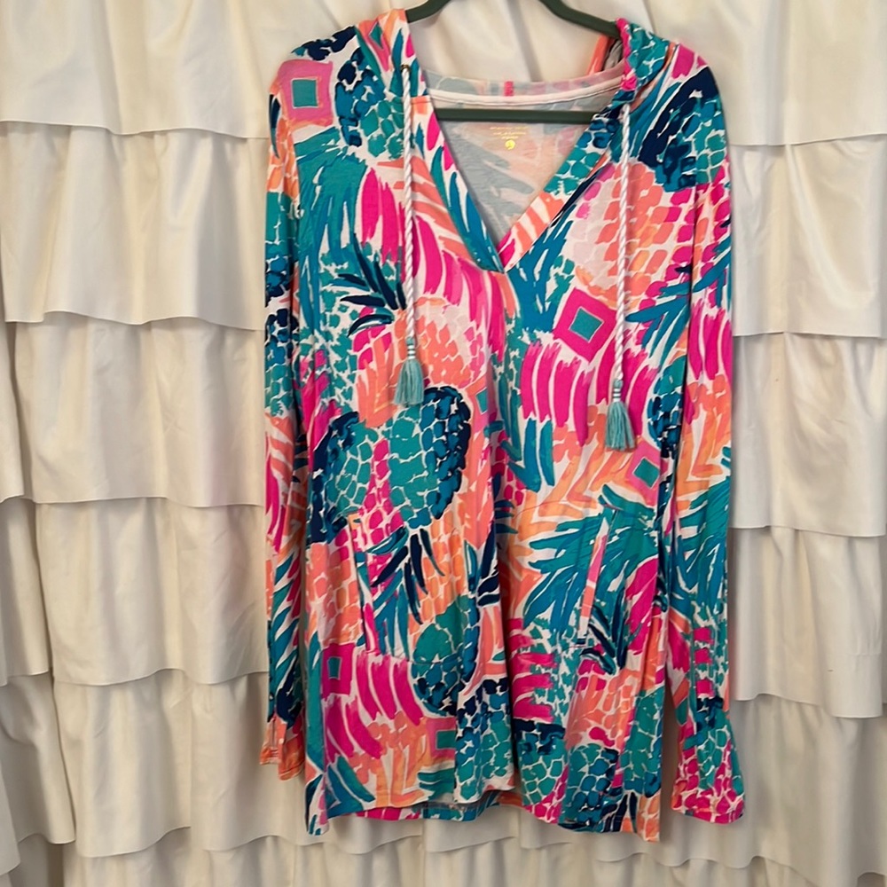 Lilly Pulitzer Tropical Print Hooded Tunic/Coverup